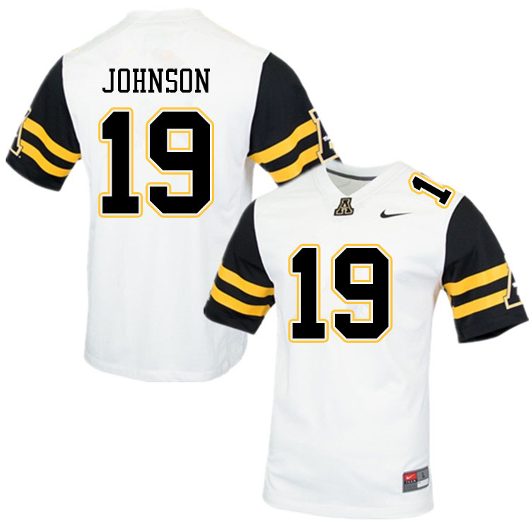 Men #19 Ethan Johnson Appalachian State Mountaineers College Football Jerseys Sale-White - Click Image to Close